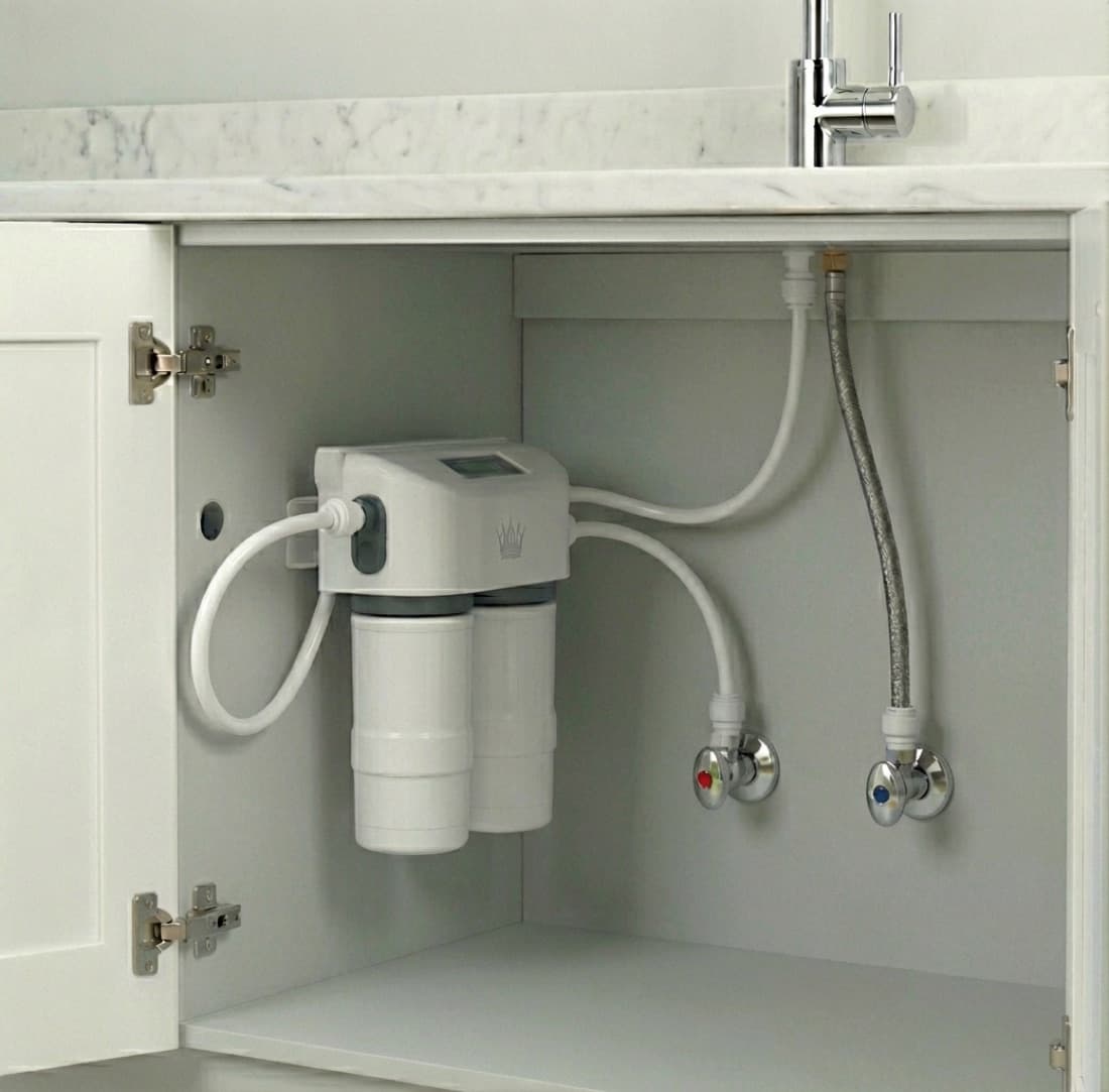 CrownGuard system installed under a kitchen sink