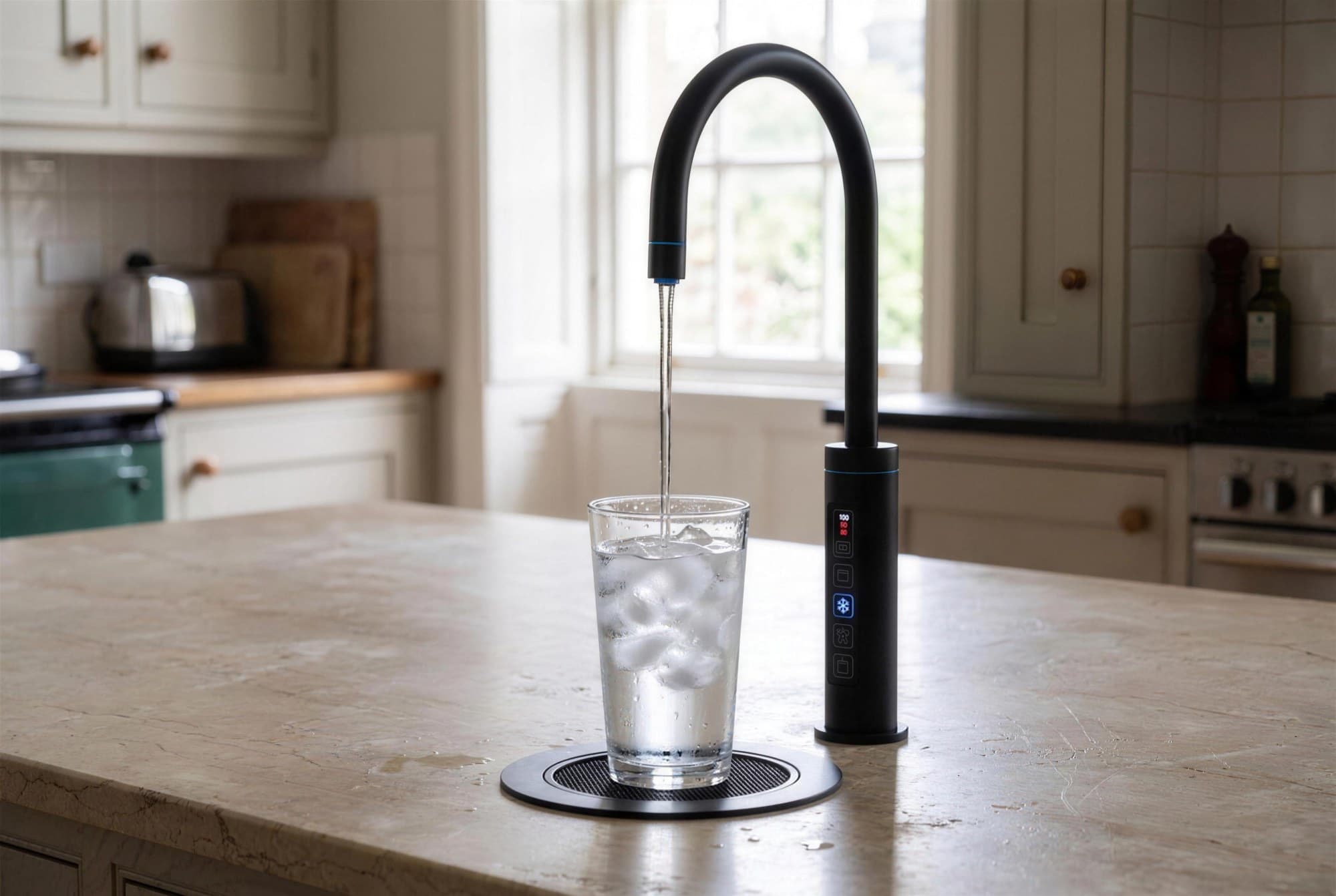 C1 Touch tap, Matt Black, island worktop