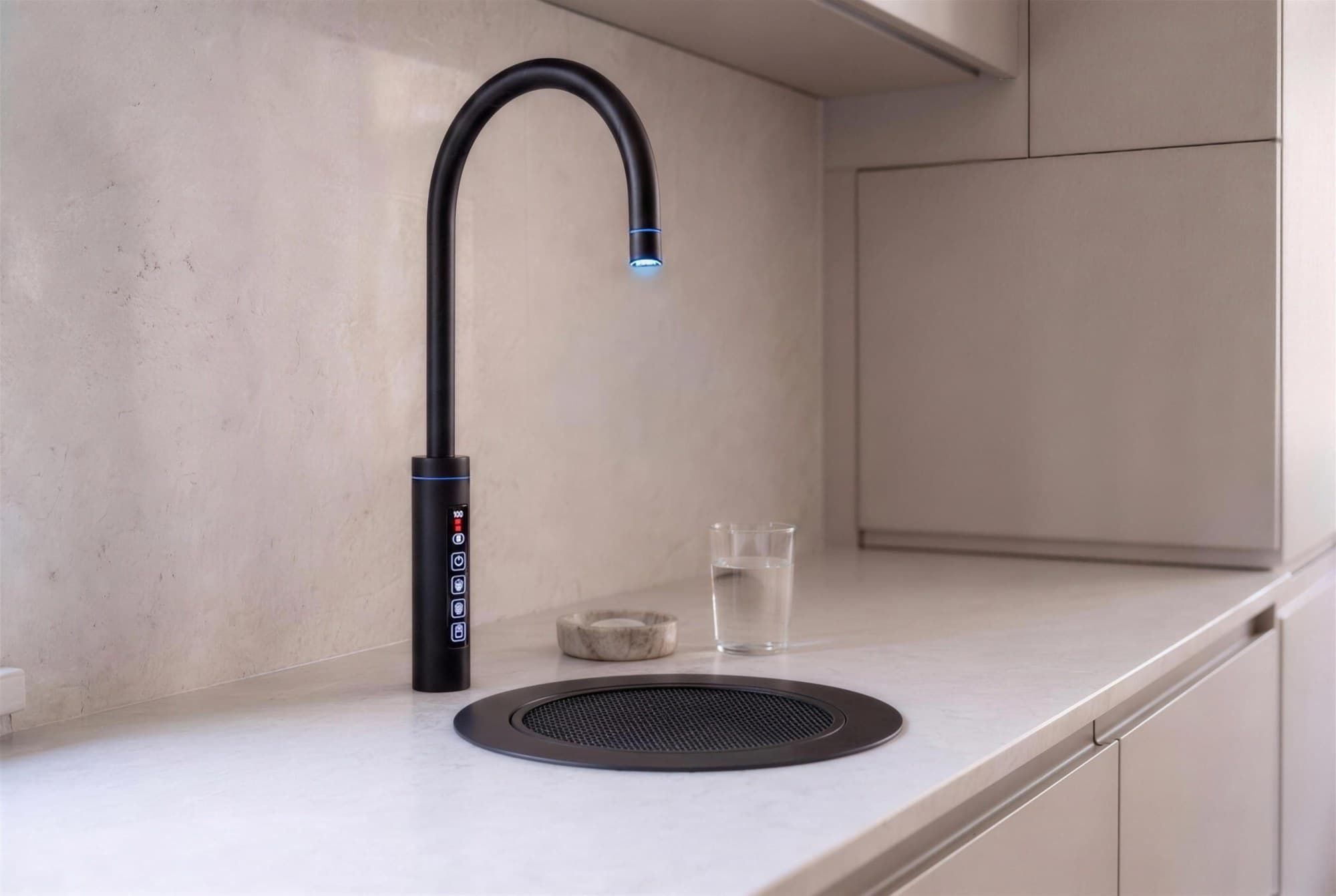 C1 Touch tap, Matt Black, stone worktop