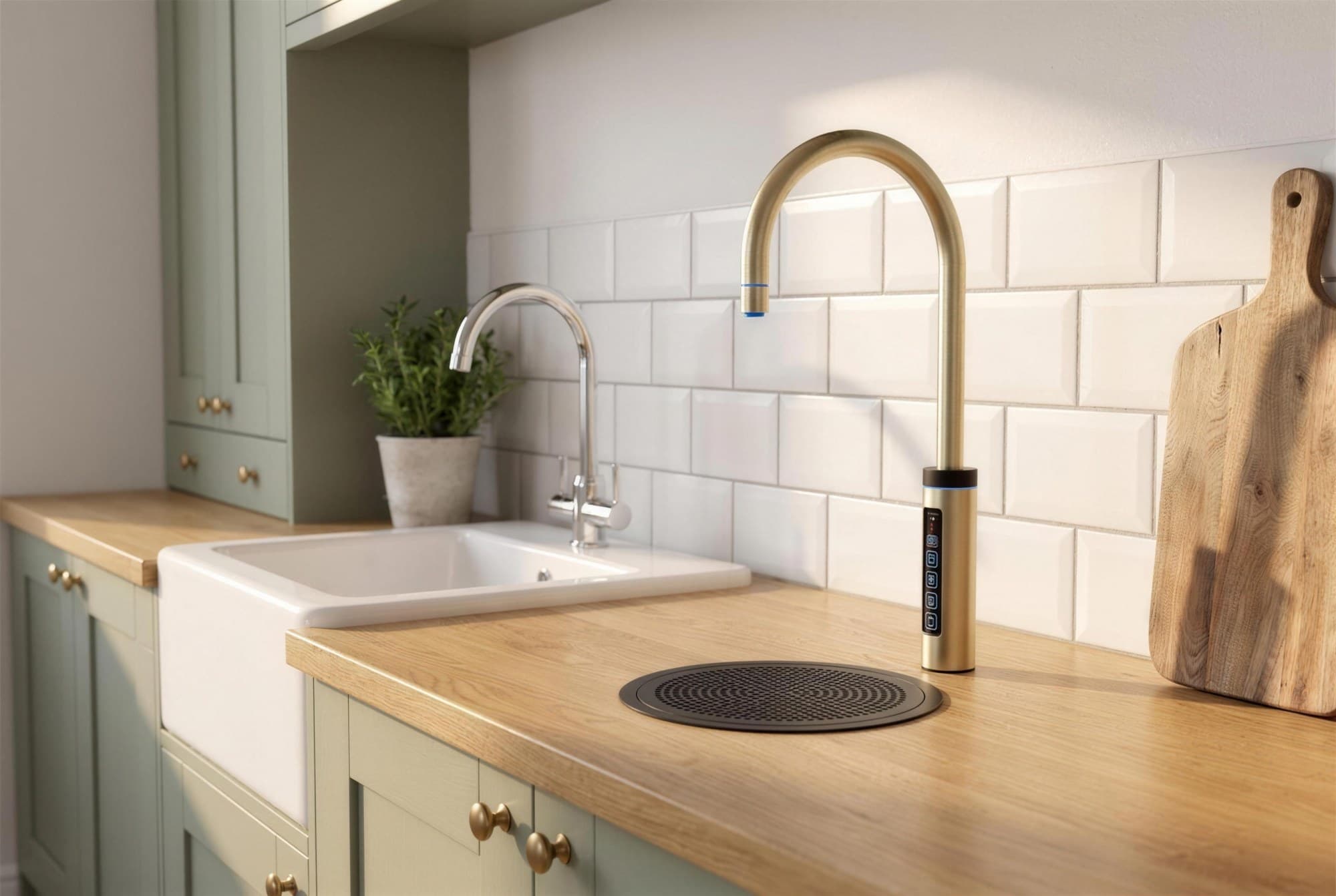 C1 Touch tap, Gold, tiled kitchen